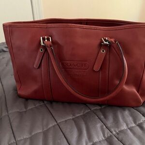 Coach Deep Red Leather Tote
